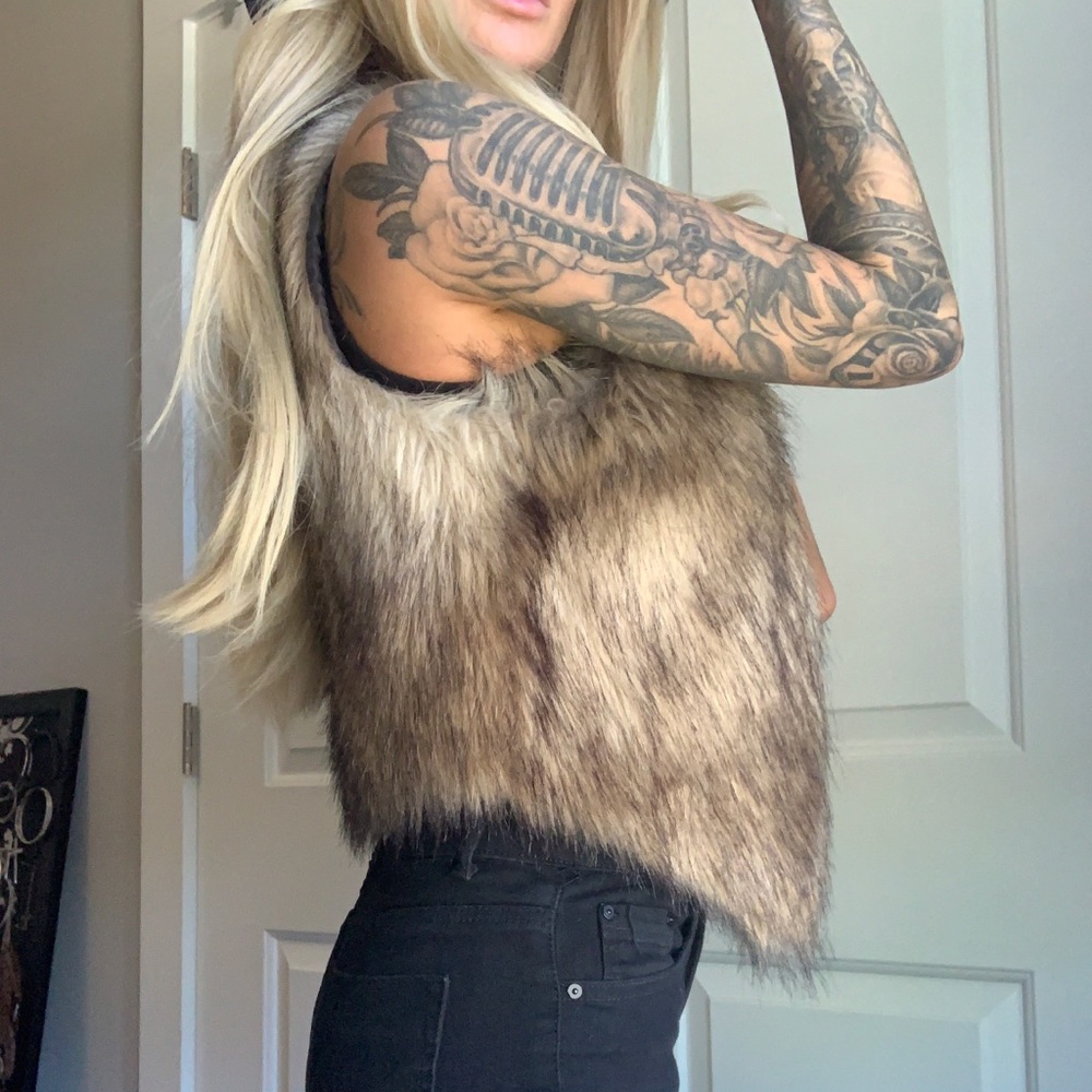 Light brown fur vest